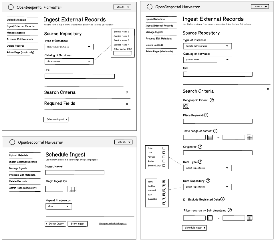 Harvester wireframes