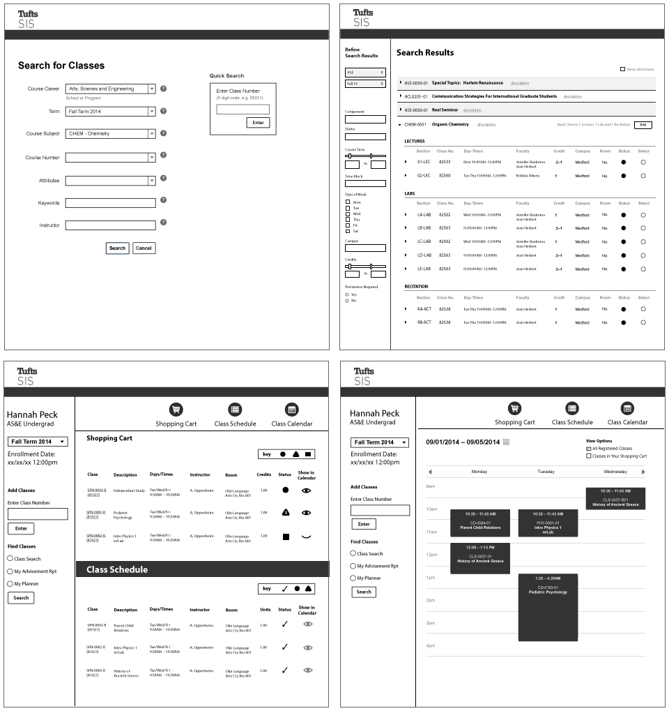 SIS wireframes