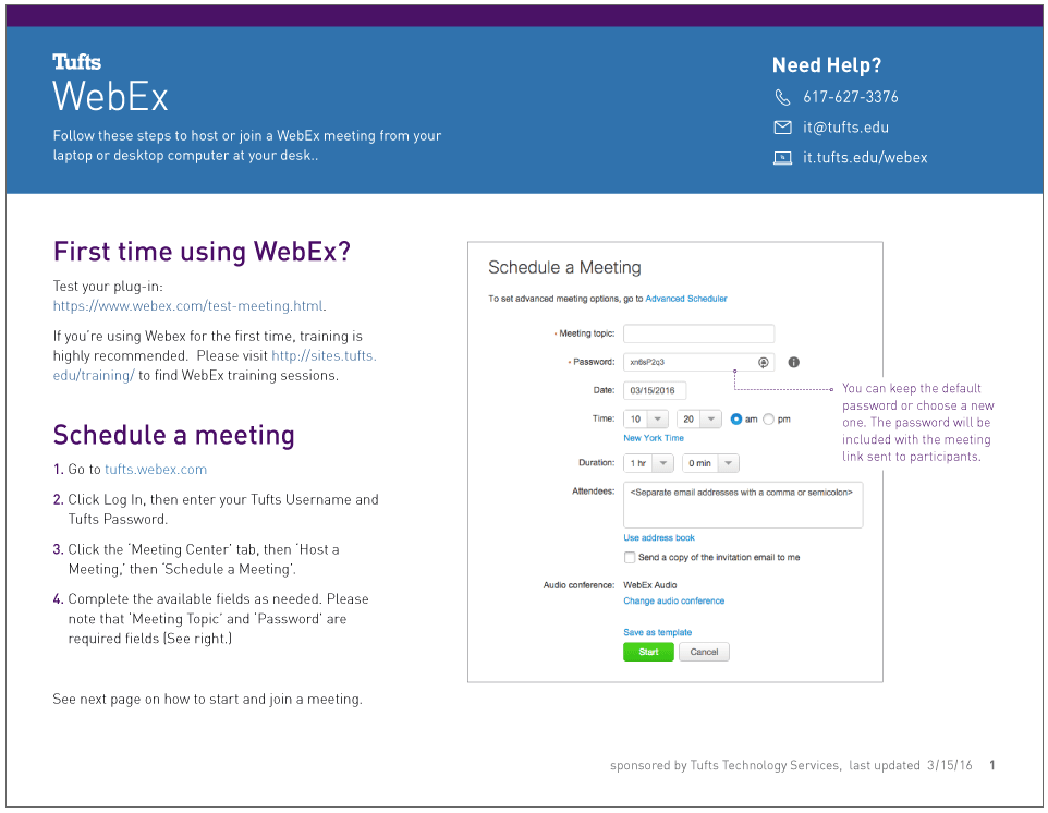 One page WebEx quick quide