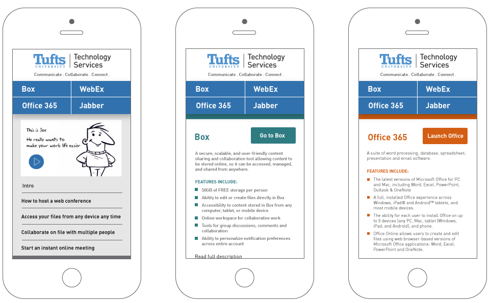 Connect Tufts on mobile